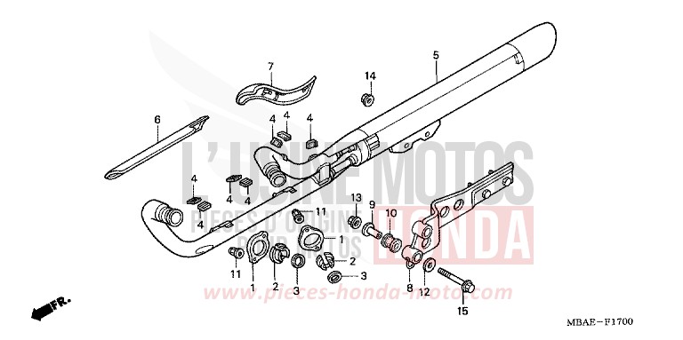 EXHAUST MUFFLER for Shadow Aero LIGHT CUPPER METALLIC-S (YR118K) from 2000